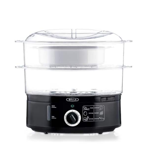 Bella 1.25 Qt. Black Food Steamer and Rice Cooker