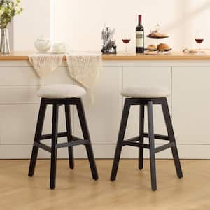 26 in. Black Wood Fabric Upholstered Counter Height Swivel Bar Stool (Set of 2)
