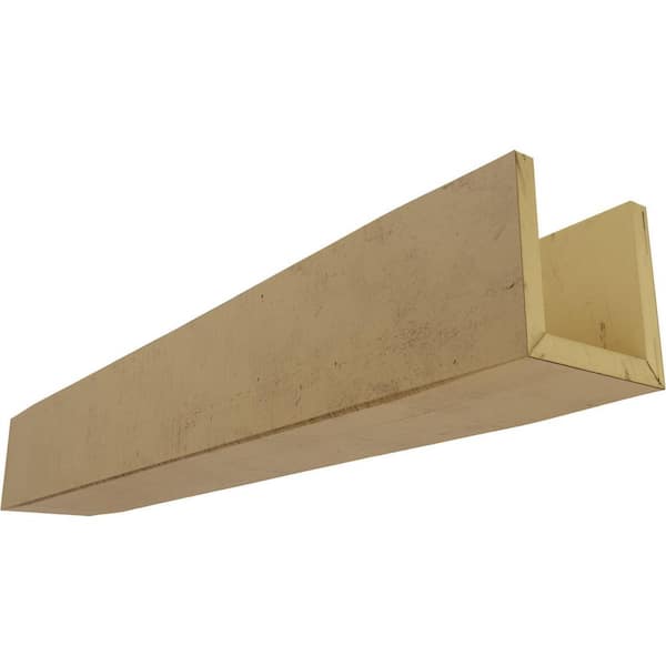 Ekena Millwork 4 in. H x 6 in. W x 16 ft. L 3-Sided (U-Beam) Rough Cedar Endurathane Faux Wood Ceiling Beam, Natural Golden Oak