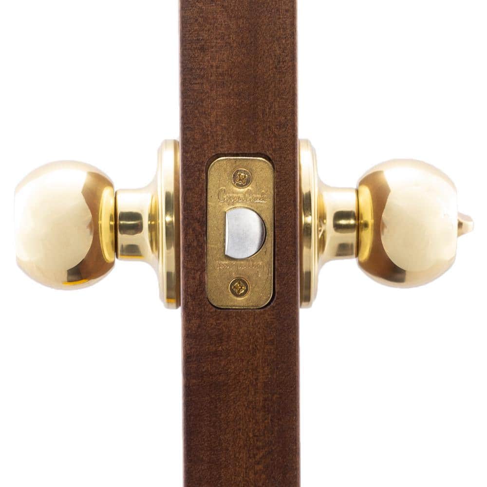 Polished Brass Privacy Bed/Bath Door Knob with Nickel Plated Bolt