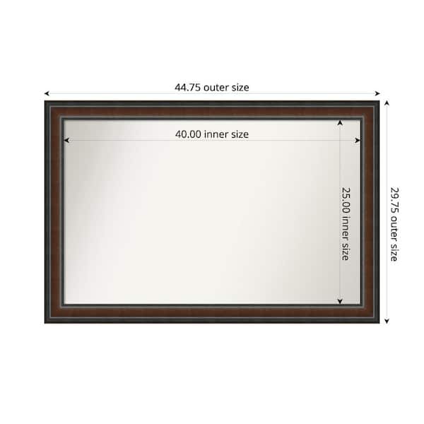 Amanti Art Cyprus Walnut 44.75 in. x 29.75 in. Custom Non-Beveled Wood Framed Bathroom Vantiy Wall Mirror