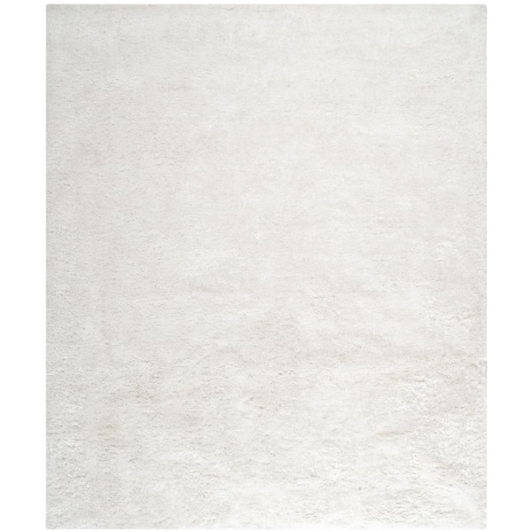 South Beach Shag 11 ft. x 15 ft. Snow White Solid Color Gradient Area Rug
