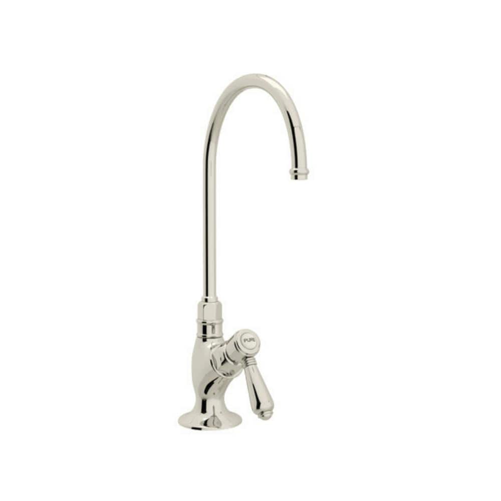 Polished Nickel Brass Traditional Kitchen Faucet with Porcelain Handle