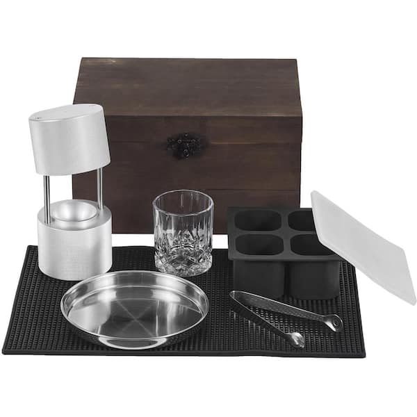 Ice Ball Press Kit, Aircraft Aluminum Alloy Ice Cube Press with Ice Cube Mold, 1-Glass, Round Ice Ball Maker 2.4 in.