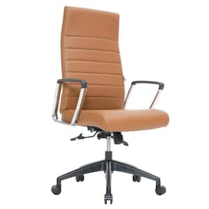 Hilton Modern High Back Adjustable Height Leather Conference Office Chair with Tilt and 360° Swivel in Light Brown