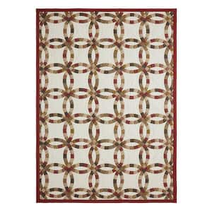 Custom House Dark Creme Country Red Golden Yellow Wedding Rings Quilted 43 in. x 60 in. Throw Blanket
