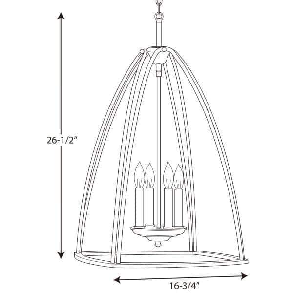Elegant Antique Bronze 4-Light Open Foyer Pendant with Glass Cluster