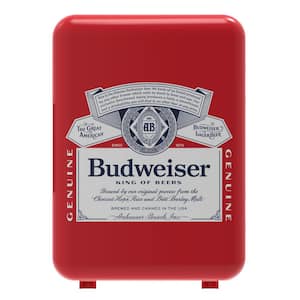 6.85 in., 3 cu. ft., 6 Can, Retro Mini Refrigerator, Bud Themed in Red White and Blue, without Freezer