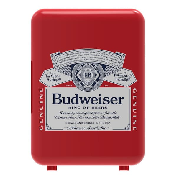Unbranded 6.85 in., 3 cu. ft., 6 Can, Retro Mini Refrigerator, Bud Themed in Red White and Blue, without Freezer