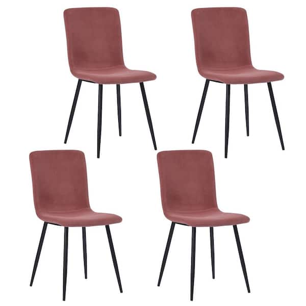 Homy Casa Pink Fabric Seat Solid Wood Dining Chairs