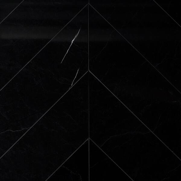 Ivy Hill Tile Blackout Chervon Nero Marquina 6 in. x 24 in