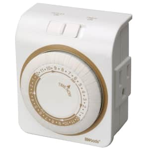 15-Amp 24-Hour Indoor Plug-In Lamp and Appliance Single-Outlet Mechanical Timer, White
