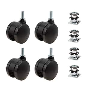 2 in. Black Furniture Swivel Caster with 440 lbs. Load Rating for 1 in. Square, 16 up to 18 gauge tubing (4-Pack)