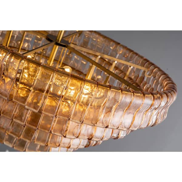 YUYI Modern Chandelier 36 in. 6-Lights Gold Crystal Drum