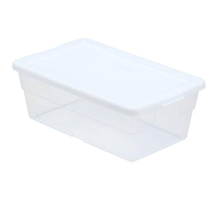 Sterilite 6 Qt. Storage Box in White and Clear Plastic Home Depot
