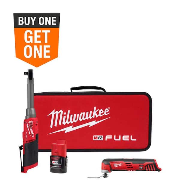 Milwaukee M12 FUEL 12V Lithium-Ion Brushless 3/8 in. Extended Reach High Speed Cordless Ratchet Kit & M12 Multi-Tool