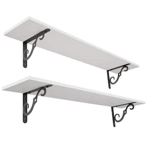 31.5 in. W x 7.87 in. D White Decorative Wall Shelf with Brackets, Set of 2