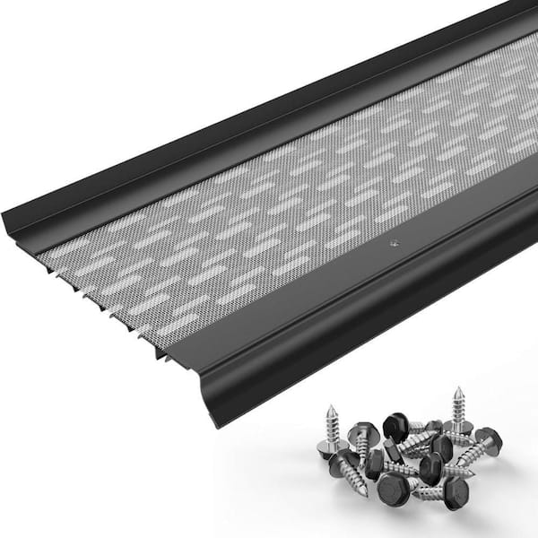 Micromesh 6 in. Gutter Guard Leaf Protection, 100 ft. Black, SS Mesh, Aluminum Covers, Contractor Grade