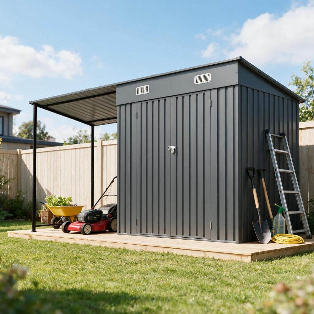 12x4 FT Metal Lean-To Shed & Pergola Combo, 2-in-1 Outdoor Storage Shed with Open Side Hardtop Gazebo for Patio Backyard price history on PriceWatchPro