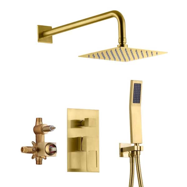 Modern 1-Handle 1-Spray Shower Faucet 1.8 GPM with Pressure Balance in Brushed Gold (Valve Included)