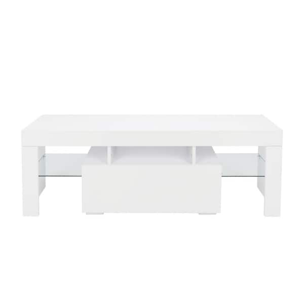 Outopee 51.18 in. White TV Stand with 1 Drawer Fits TV's up to 56 in ...