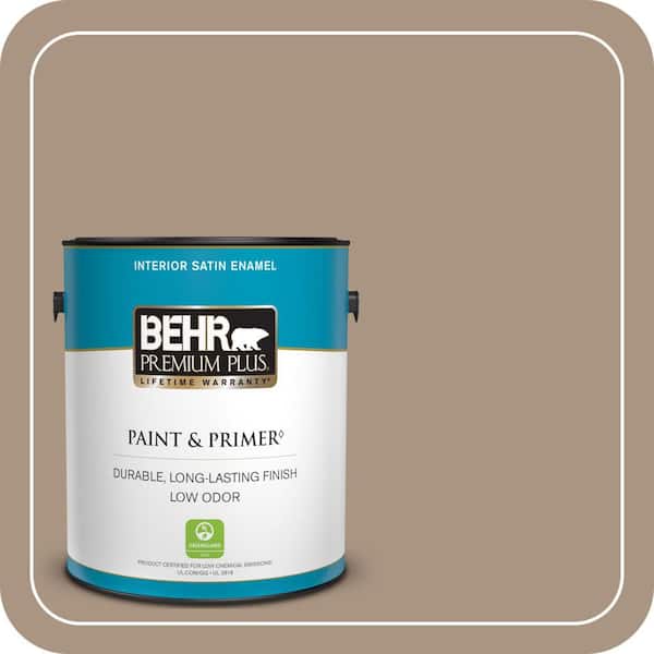 BEHR PREMIUM PLUS 1 gal. #T17-11 Silent Sands Satin Enamel Low Odor Interior Paint & Primer
