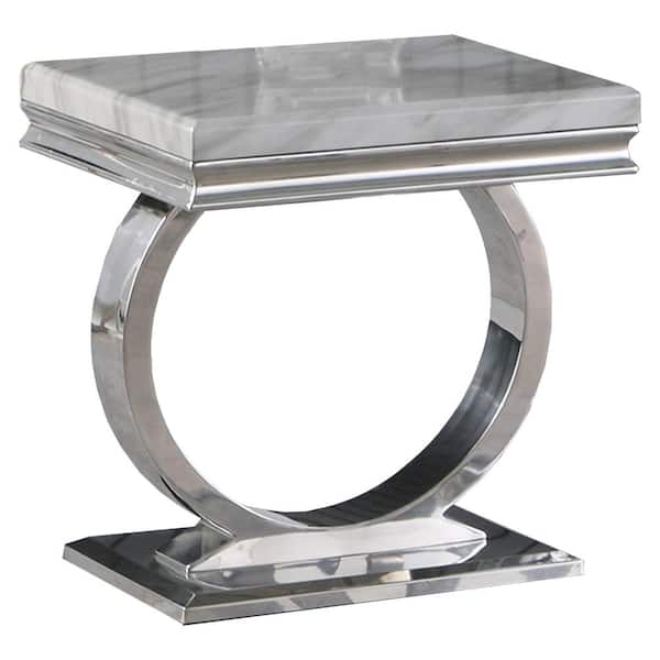 Best Master Furniture Lexington 18 in. L White Square Faux Marble End Table