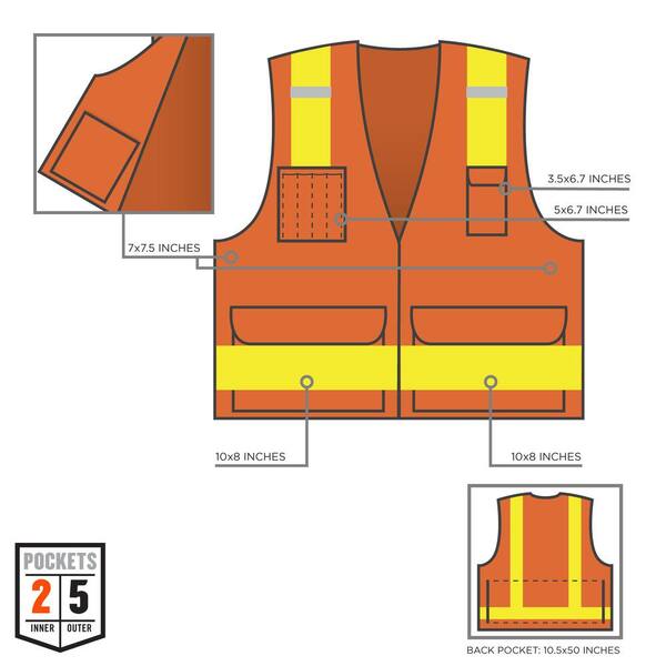 GloWear 8235ZX Class 2 Two-Tone X-Back Vest, Polyester, Small/Medium, Orange, Ships in 1-3 Business Days GloWear 8235ZX Class 2 Two-Tone X-Back Vest, Polyester, Small/Medium, Orange, Ships in 1-3 Business Days