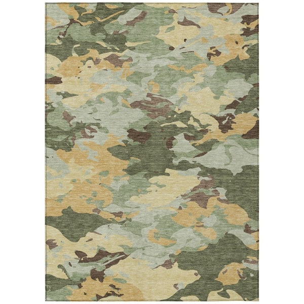Chantille Machine Washable Indoor/Outdoor Abstract ACN2497 Olive 3 ft. x 5 ft. Area Rug