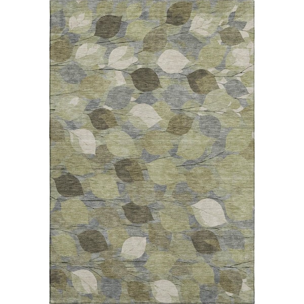 Mayfield Premium Machine Washable Abstract AMF2444 Fern 10 ft. x 14 ft. Area Rug