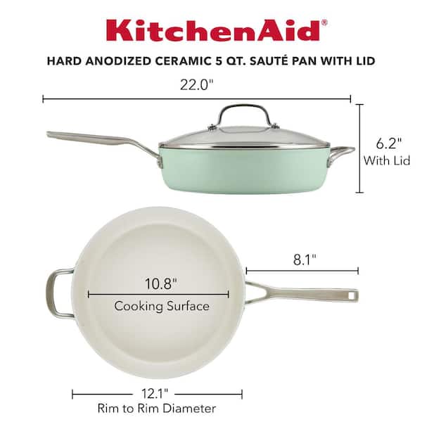KitchenAid Hard Anodized Ceramic 9-Piece Aluminum Nonstick Cookware Set  with Lids in Pistachio 84835 - The Home Depot