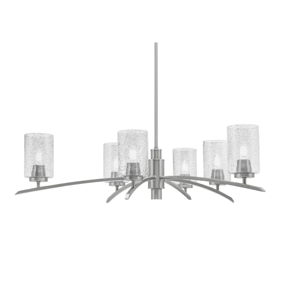 Siena 31 in. 6-Light Graphite Chandelier with 4 in. Smoke Bubble Glass Shad