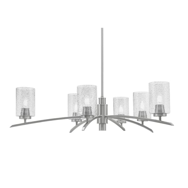 Unbranded Siena 31 in. 6-Light Graphite Chandelier with 4 in. Smoke Bubble Glass Shades, no bulbs included