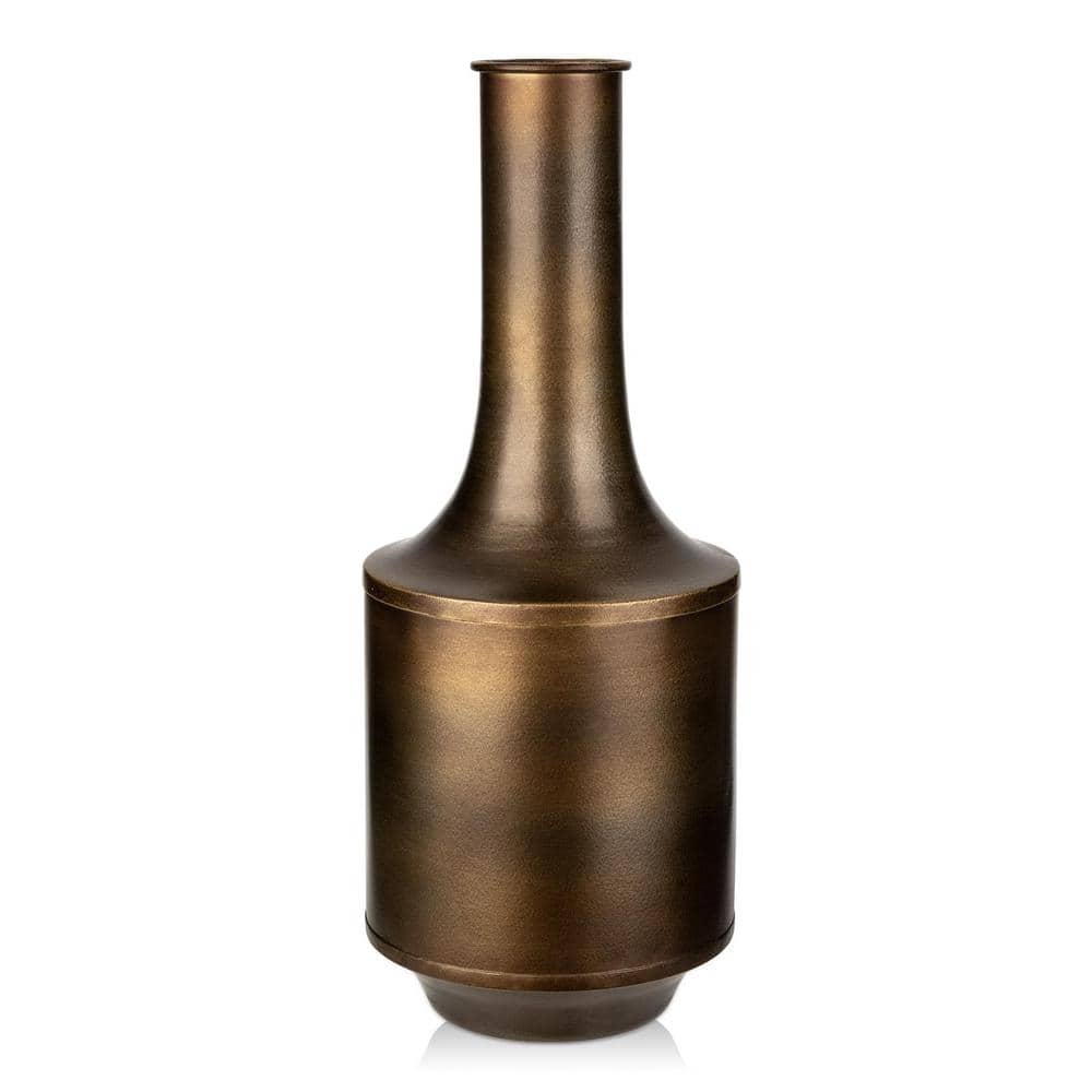 Rustic Farmhouse Style 15 in. Bronze Metal Flower Vase