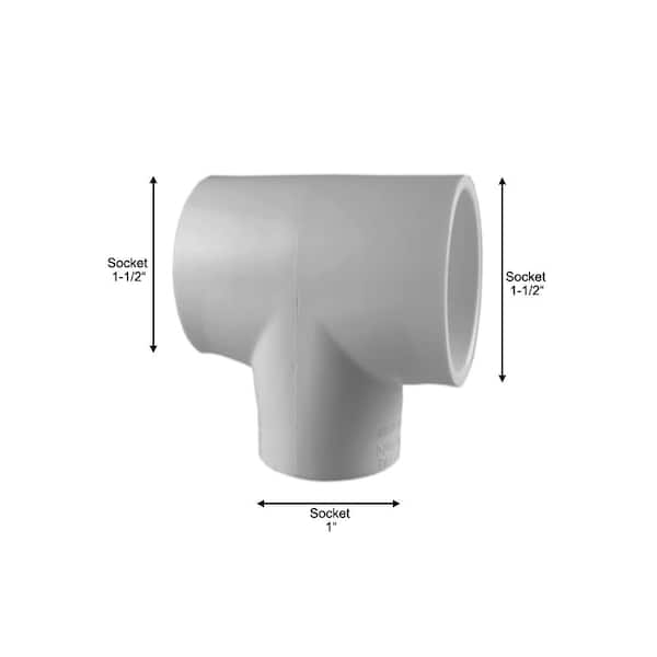 Charlotte Pipe 1-1/2 in. x 1-1/2 in. x 1 in. PVC Sch. 40 Tee