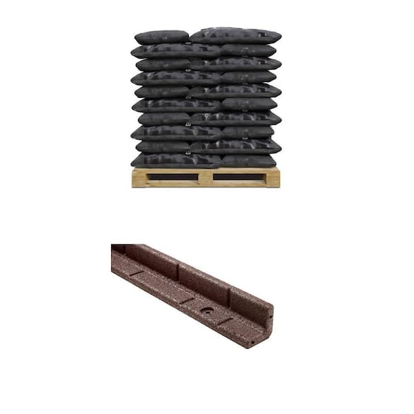 75 cu. ft. Brown Shredded Rubber Mulch and 48 in. x 3 in. Rubber Edging (48-Pack)