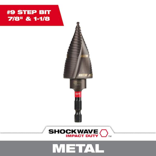 Milwaukee SHOCKWAVE 7/8 in. - 1-1/8 in. #9 Impact-Rated Titanium Step Drill Bit (2-Steps)