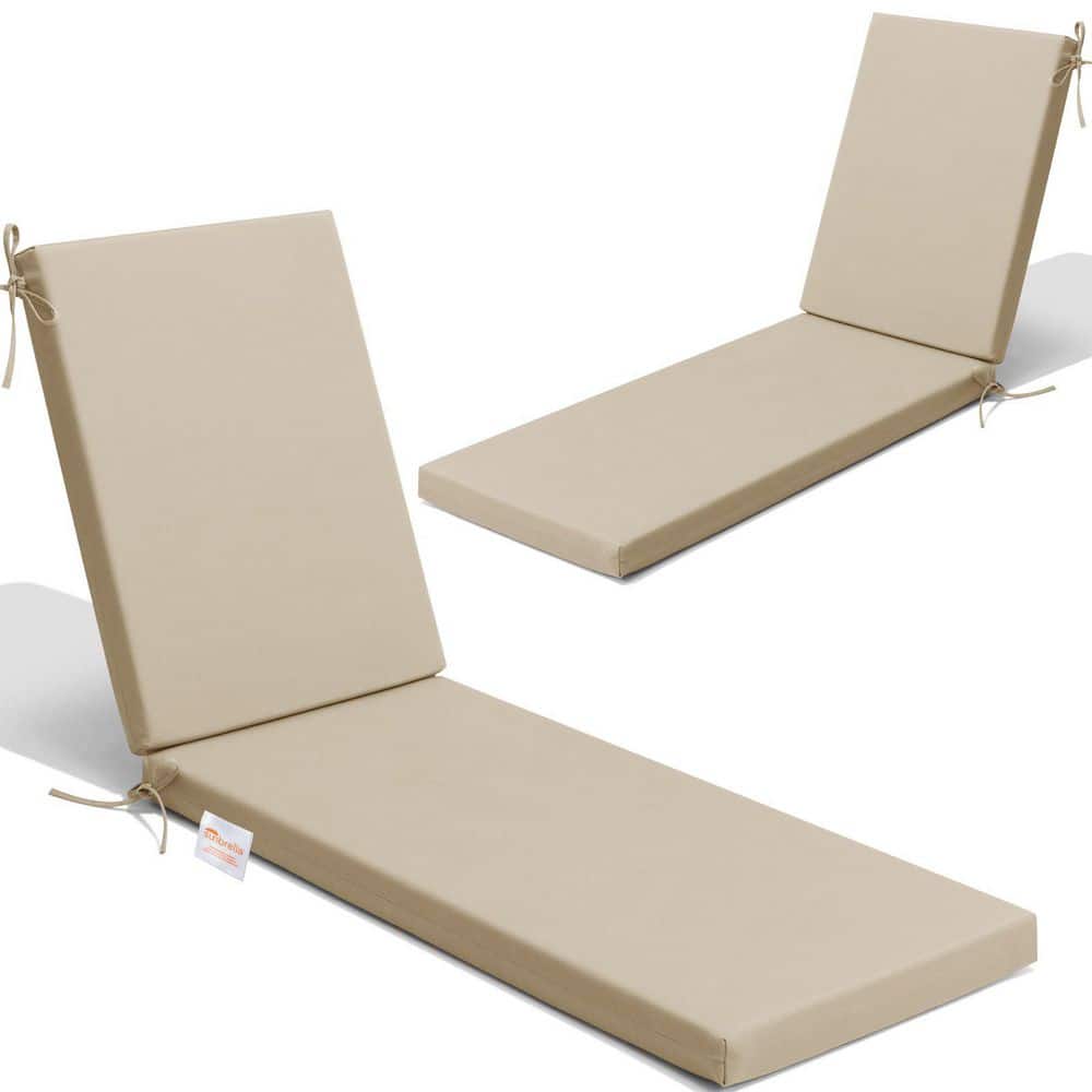71.5 in. x 21 in. Sunbrella Outdoor Chaise Lounge Cushion in Champagne (Set
