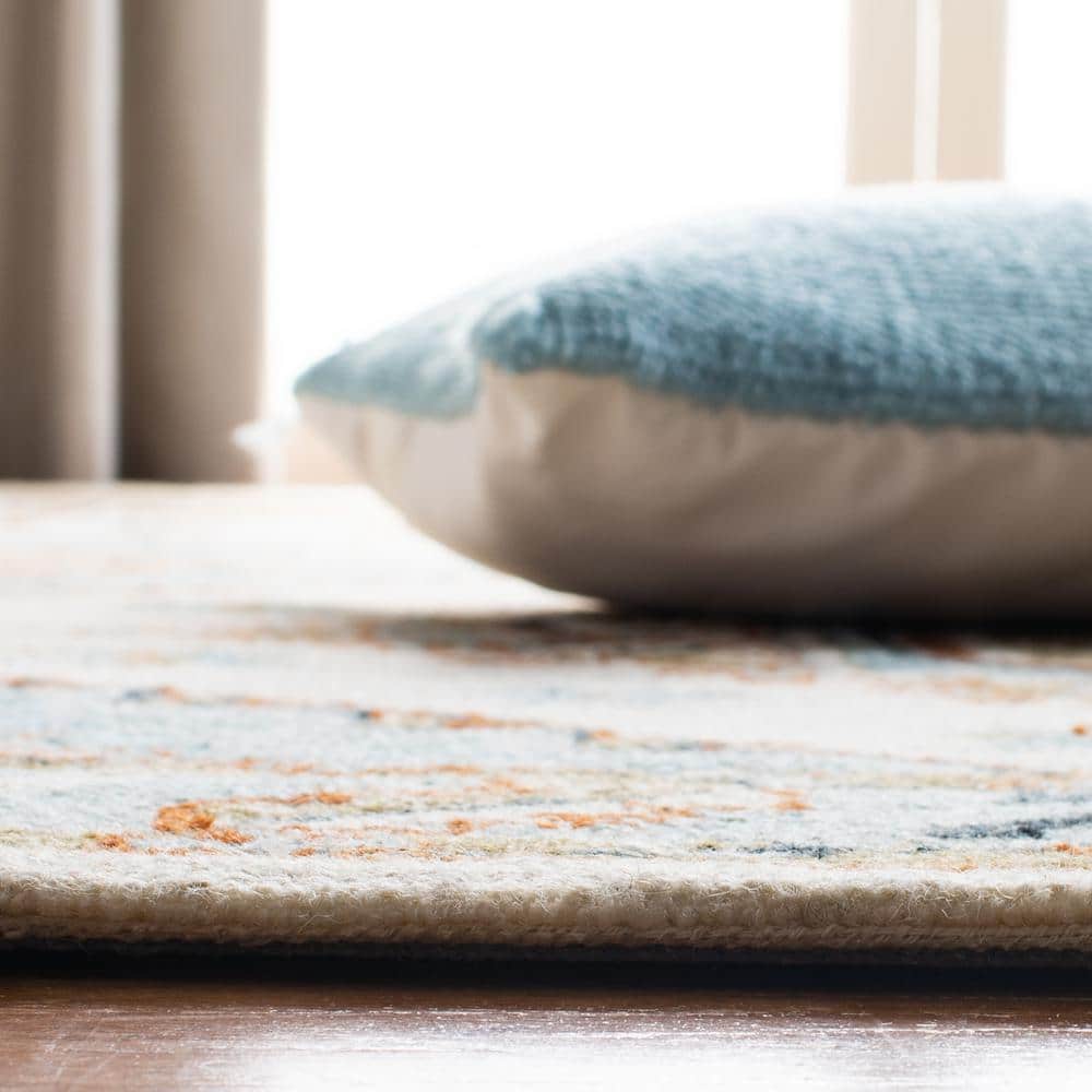 Ivory and Rust Hand-Tufted Wool Square Area Rug