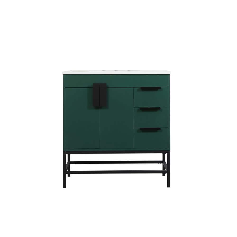 Timeless Home 22 in. W x 32 in. D x 33.5 in. H Bath Vanity in Green with Iv