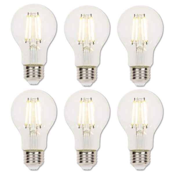 60-Watt Equivalent A19 Dimmable Clear E26 Edison Filament LED Light Bulb 3000K (6-Pack)