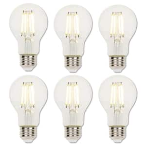 60-Watt Equivalent A19 Dimmable Clear E26 Edison Filament LED Light Bulb 3000K (6-Pack)