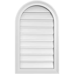 18 in. x 30 in. Round Top White PVC Paintable Gable Louver Vent Functional