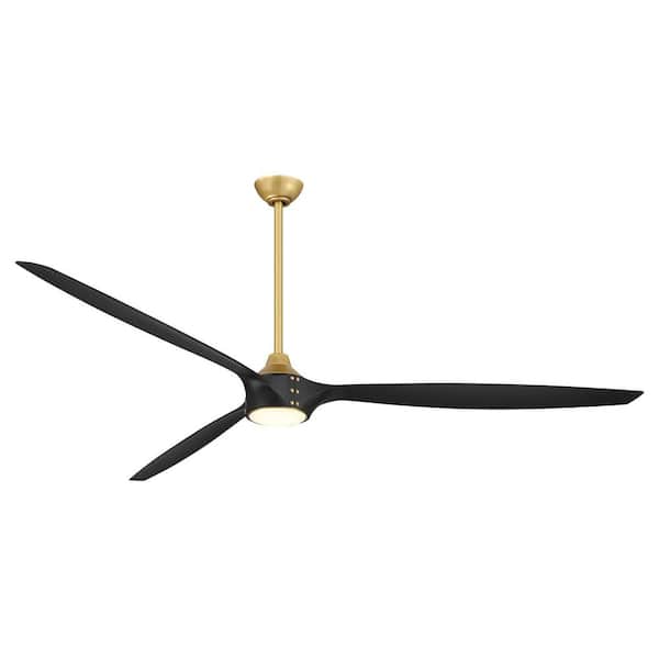 Pierce-84 84 in. Smart Indoor Legacy Brass Low Profile Ceiling Fan with Integrated LED, Remote Control Included