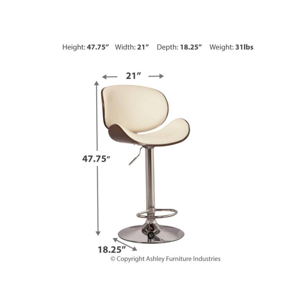 Adjustable Height Swivel Bar Stool in Brown & Bone White