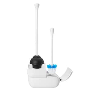 Good Grips Plastic Toilet Brush and Holder with Plunger in White