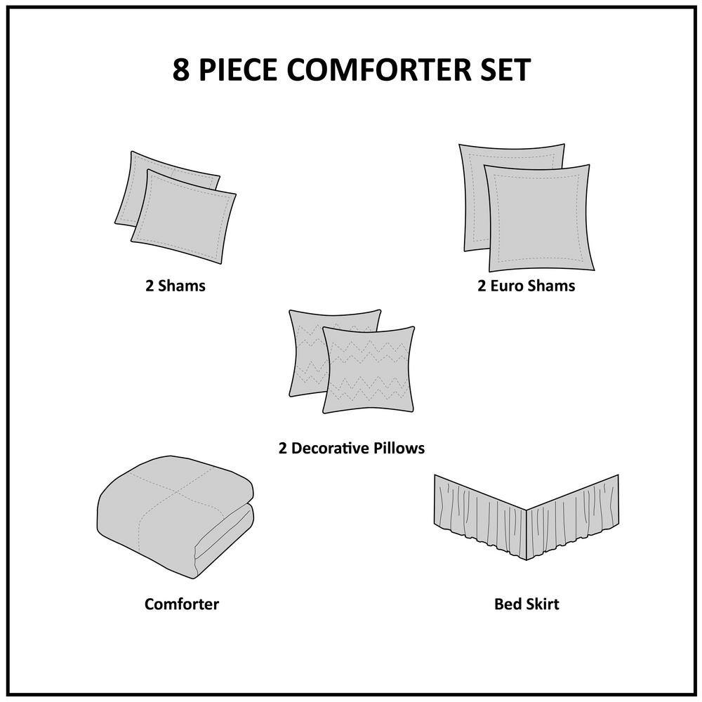 Seafoam and Beige Microfiber Queen 8-Piece Comforter Set
