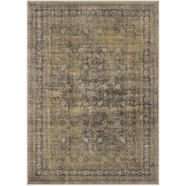 Hampton Brown 5 ft. x 7 ft. Distressed Vintage Floral Area Rug