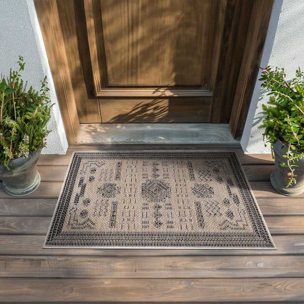 Bailey Black 2 ft. x 3 ft. Transitional Geometric Flat Weave Polypropylene Rectangle Indoor/Outdoor Area Rug