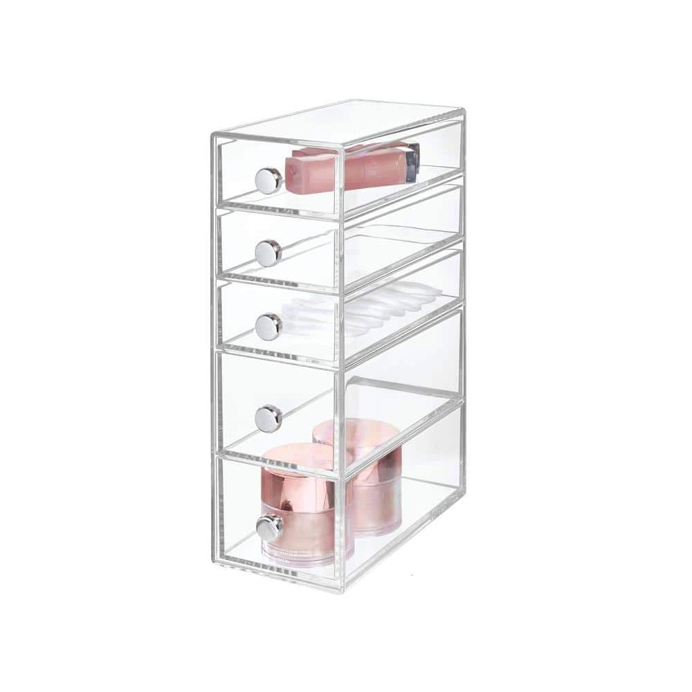 Plastic Cosmetic Organizer Free Standing 5 3-Short and 2-Tall Drawers 3.25 